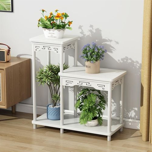 客厅电视柜两边摆设花架实木中式花台阳台家用落地式室内置物架多