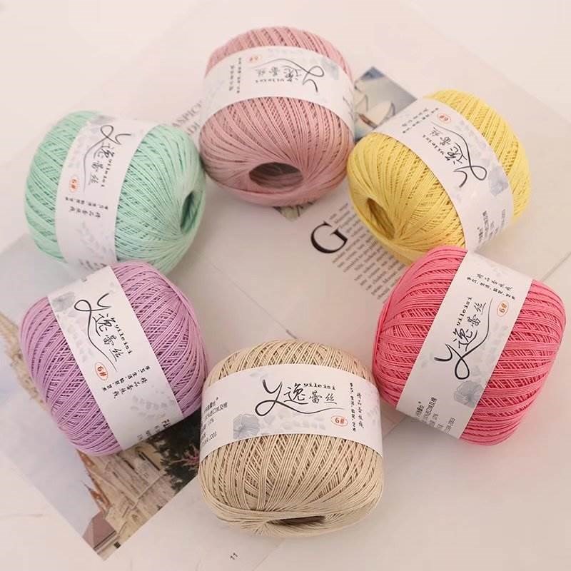 6号蕾丝线diy编织钩针手工棉线勾针毛线春夏O手编细线钩披肩帽新