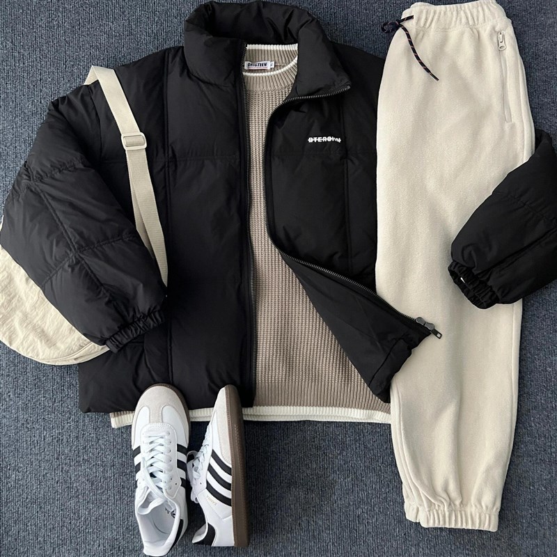 冬季套装男日系棉衣外q套加厚保暖棉服潮牌衣服一整套搭配牛仔裤