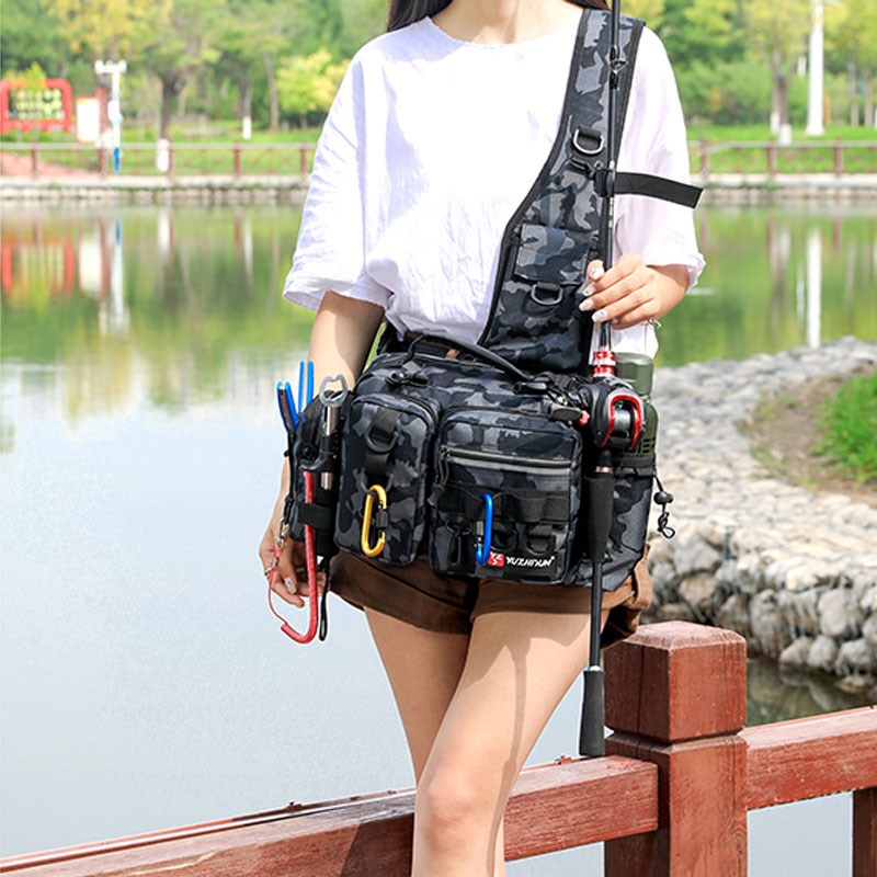 户外路亚包挎包垂钓海钓渔具杆包收纳包路亚竿Q包多功能钓鱼包腰