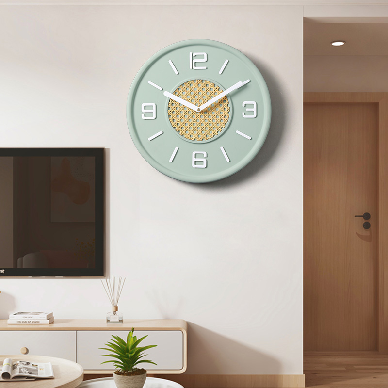 简约现代客厅免打孔挂钟创意餐厅挂墙E时钟表装饰静音2024新款挂