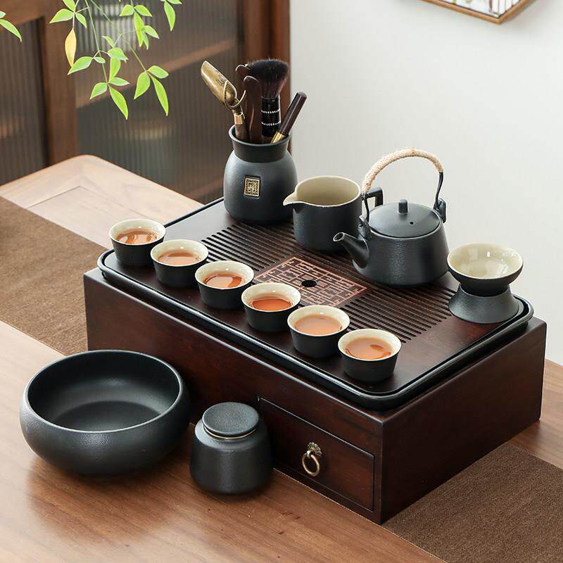 茶盘多功能收纳盒中式茶台茶盘功夫茶具收纳家用办公会客茶具套组
