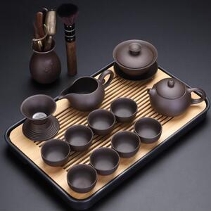 景德镇汝窑祥业原矿紫砂功夫茶具套装家用中式复古办公室会客泡茶