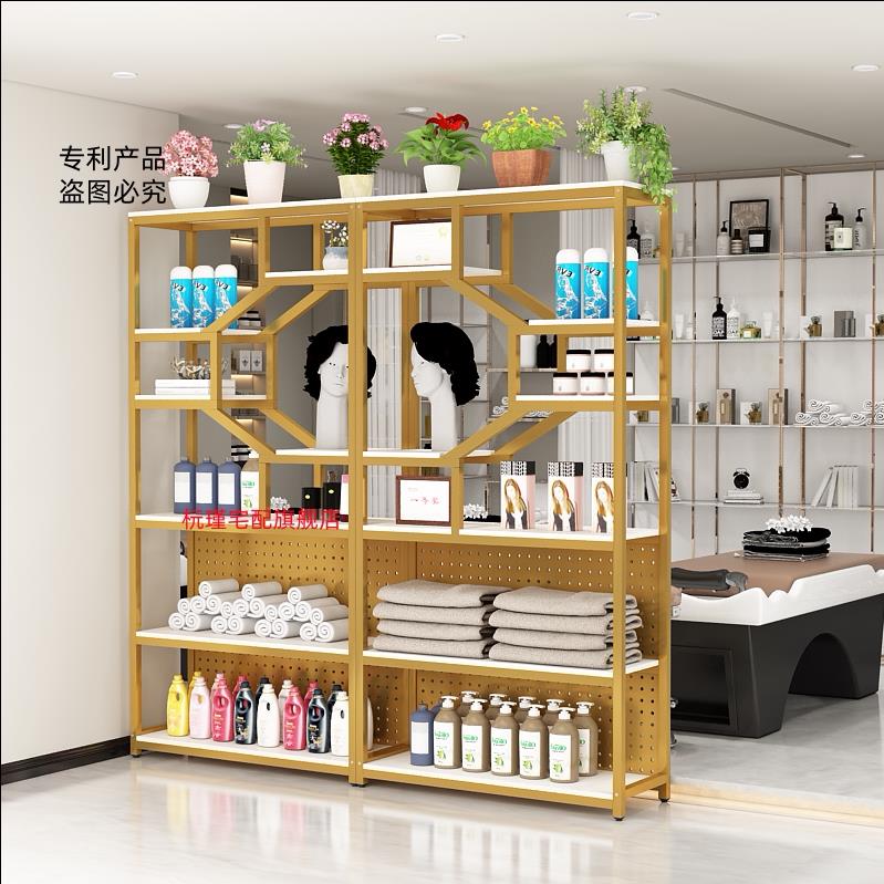 新款理髲店洗头区屏风隔断美发美容院化妆品展示柜美甲头疗产品架