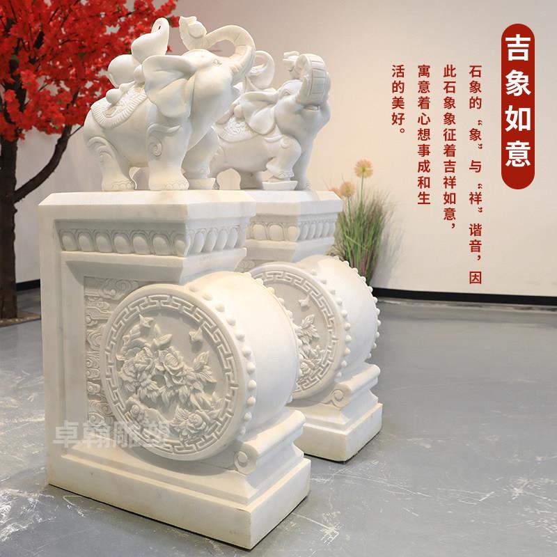 石雕门墩抱鼓石一对汉白玉家用镇宅石鼓门当门口摆件青石貔貅门鼓