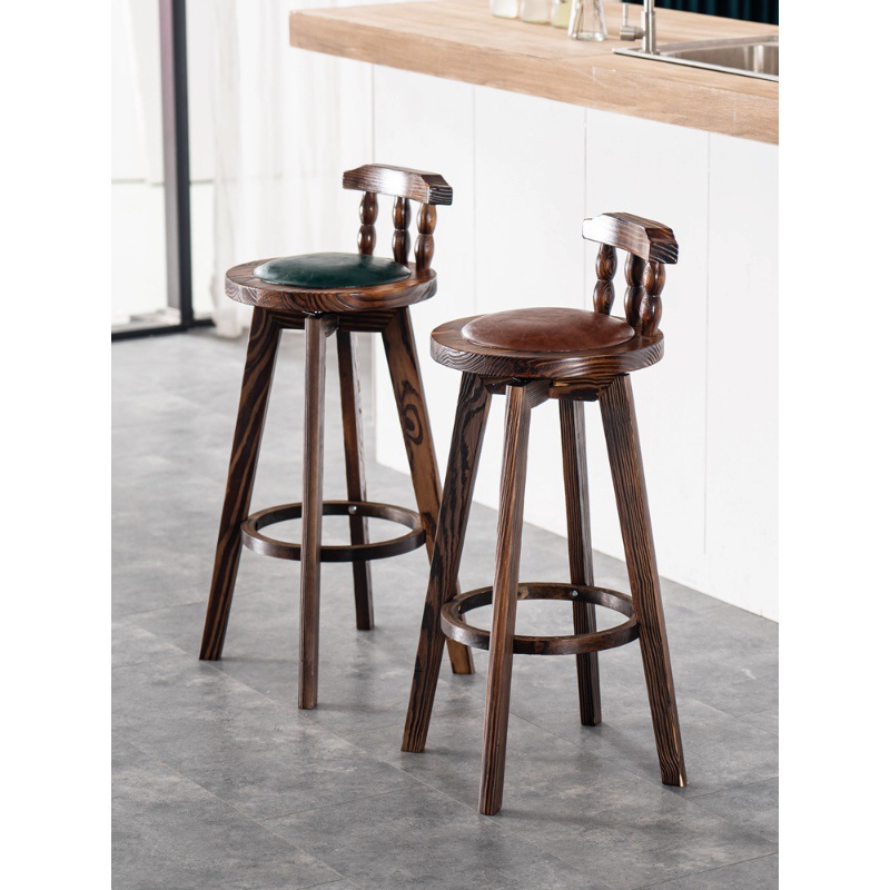 吧台椅现代简约时尚实木高脚凳家用吧椅旋转靠背酒吧凳美式酒吧椅