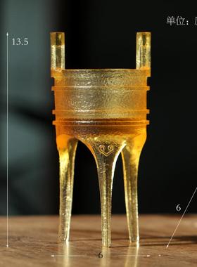 琉璃鼎高脚线小香炉香插工艺品茶席中国风书房摆件艺术品三足鼎
