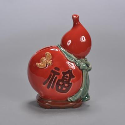 福禄齐来葫芦花瓶 陶醉石湾陶瓷公仔装饰品 工艺品礼品摆件包邮