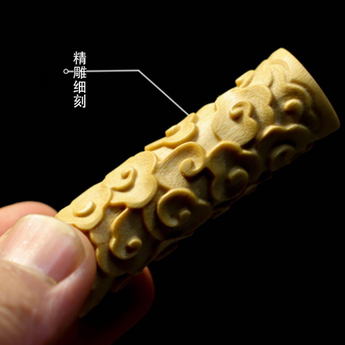 天然玉竹把件实心竹鱼子纹高密度老料竹雕金箍棒祥云吊坠文玩挂饰