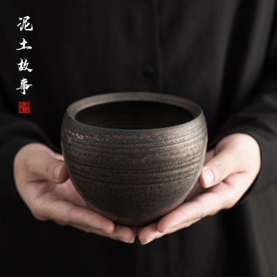 手作茶洗铁釉杯洗手工笔洗水洗陶瓷茶具小号建水配件茶杯收纳碗