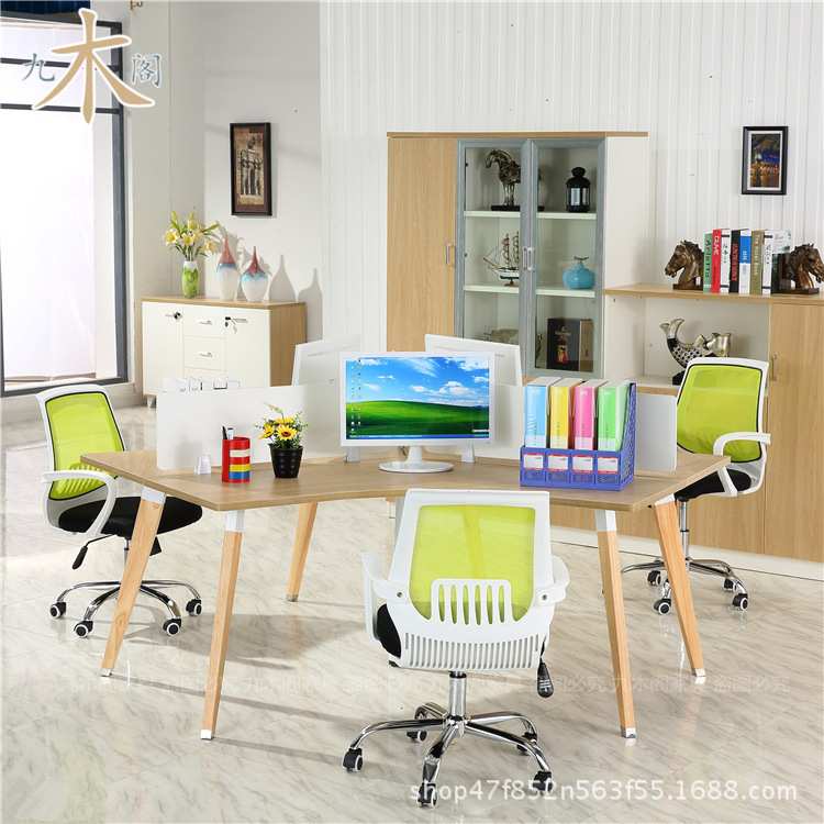 广东厂家3人位办公桌简约现代6人位钢架职员电脑桌椅组合