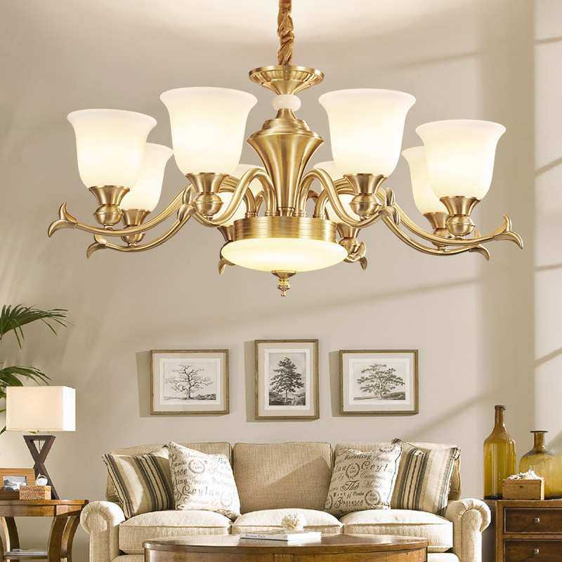 美式吊灯简欧客厅灯奢华大气全铜餐厅卧室灯具现代简约全铜灯轻奢