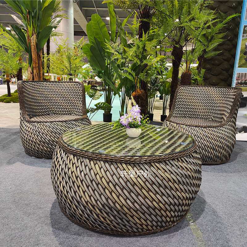 简约户外藤编沙发庭院花园休闲懒人沙发圆床民宿现代双人沙发阳台