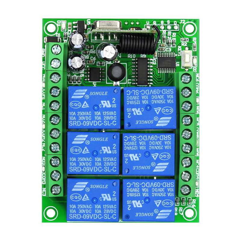 RF射频无线遥控开关6通道电源控制板点动接收器/直流12伏24伏通用