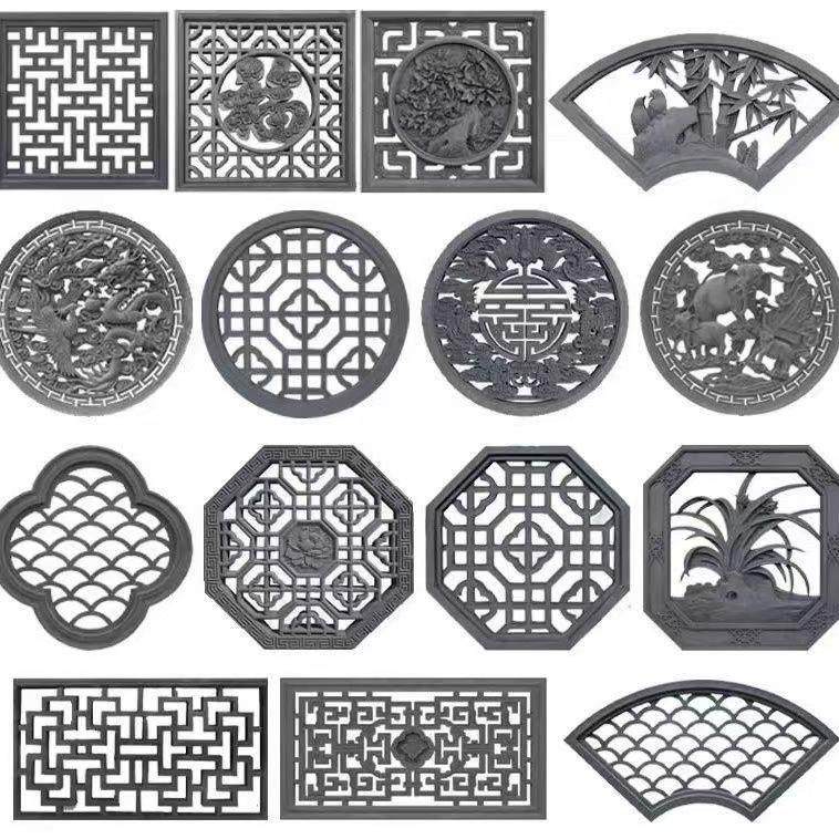 彷古镂空砖雕水泥花窗扇形方圆形中式围墙花窗装饰花格窗外墙挂件,基础建材,砖雕,淘宝优惠券,粉丝福利购,淘宝优惠卷