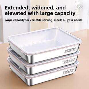 316不锈钢保鲜盒带盖方盘304食品级托盘方盒长方形加厚方盆备菜盘