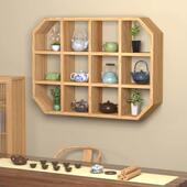 展示架茶具架 实木烟薰碳化多宝格 中式 壁挂博古架