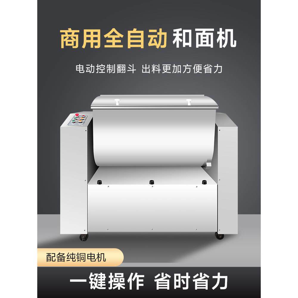 自动翻斗和面机全不锈钢搅拌机100/250/200/300kg大型拌料机商用