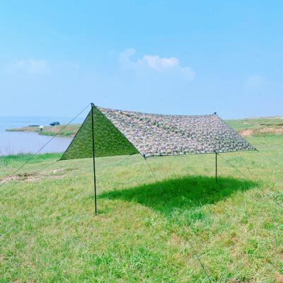 可定制户外迷彩天幕帐篷露营野营遮阳篷防晒防雨牛津布涂银沙滩棚