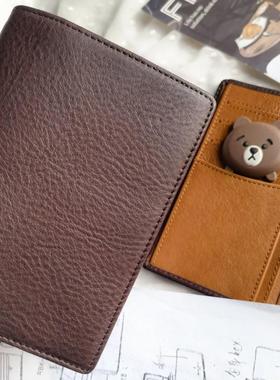 新品意大利mbox头层牛皮手帐 活页A6 真皮手帐 简洁二折A7活页本