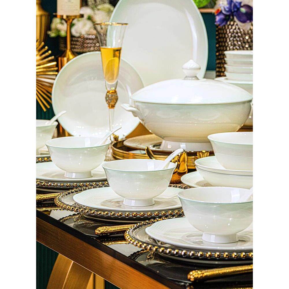 2025新款碗碟套装家用景德镇高档碗盘骨瓷餐具釉下彩送礼乔迁新居