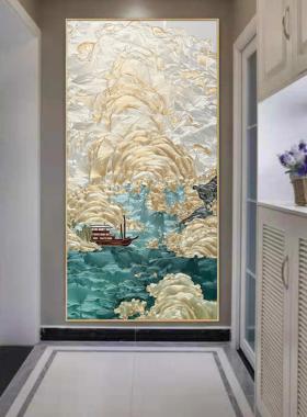 艺术玻璃掐丝珐瑯彩手绘入户玄关抽象装饰画高档法式轻奢客厅壁画