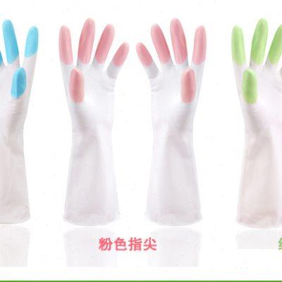 3双装 洗碗手套厨房PVC材质洗衣服防水塑胶胶皮家务薄款耐用