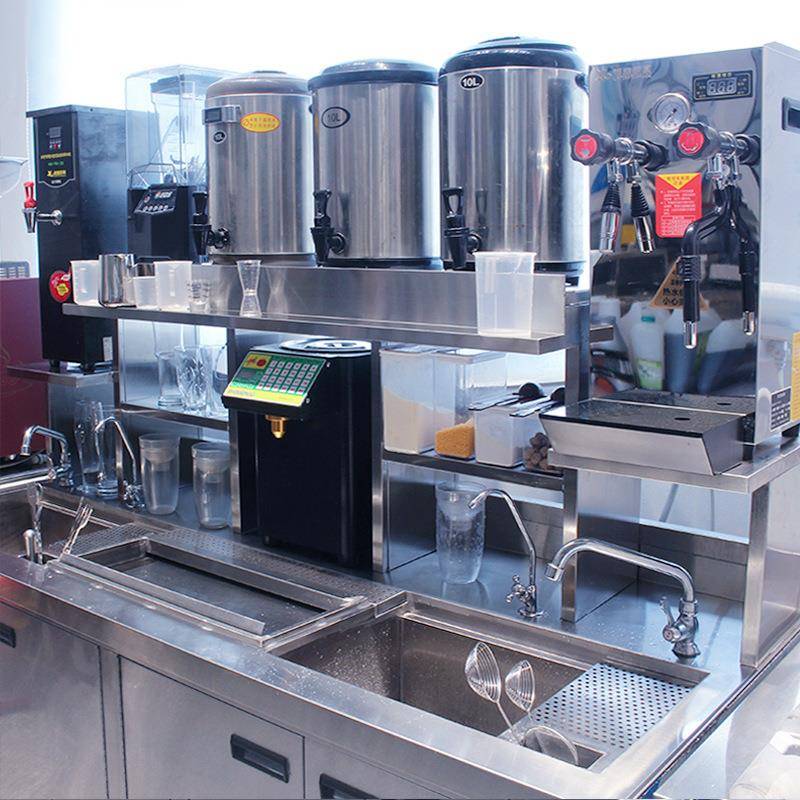 澜鑫咖啡奶茶店设备全套水吧冷藏柜工作台商用制冰机不锈钢操作台