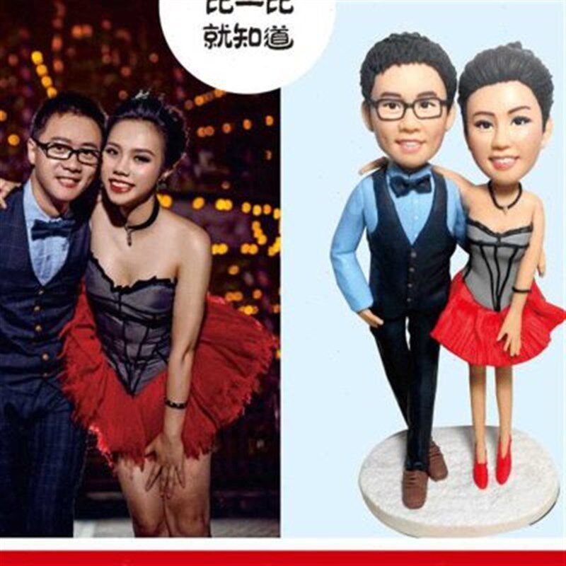 创意结婚天生一对送闺蜜毕业送老师谢师礼物软陶真人公仔人偶定制