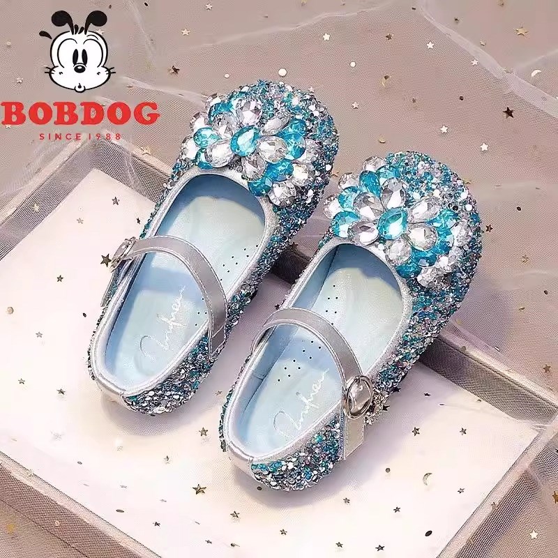 女童公主鞋2025新款真皮儿童演出鞋春秋水晶鞋软底皮鞋小女孩单鞋