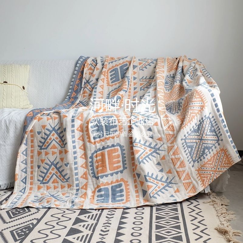 北欧日式全棉四层纱布春夏透气组合沙发罩巾双面盖布午休毯毛巾被,床上用品,休闲毯/毛毯/绒毯,淘宝优惠券,粉丝福利购,淘宝优惠卷