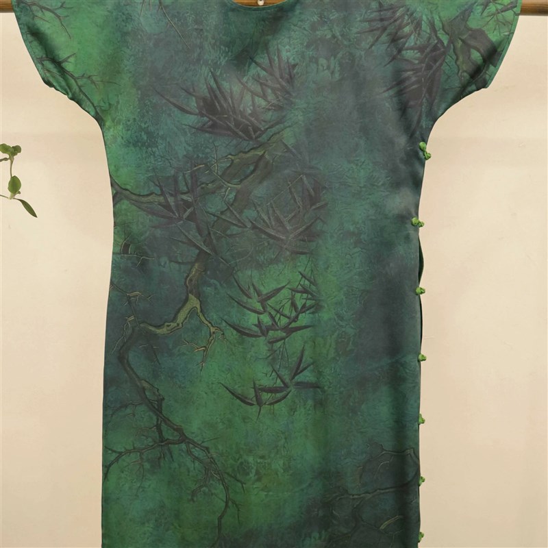 【绮香慢衣】真丝缎古法一片式剪裁旗袍连衣裙女夏日常宝宝宴