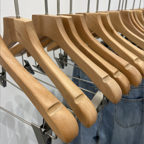 原木色带漆实木衣架家用q女男服装店礼服酒店婚纱植绒防滑LOGO定