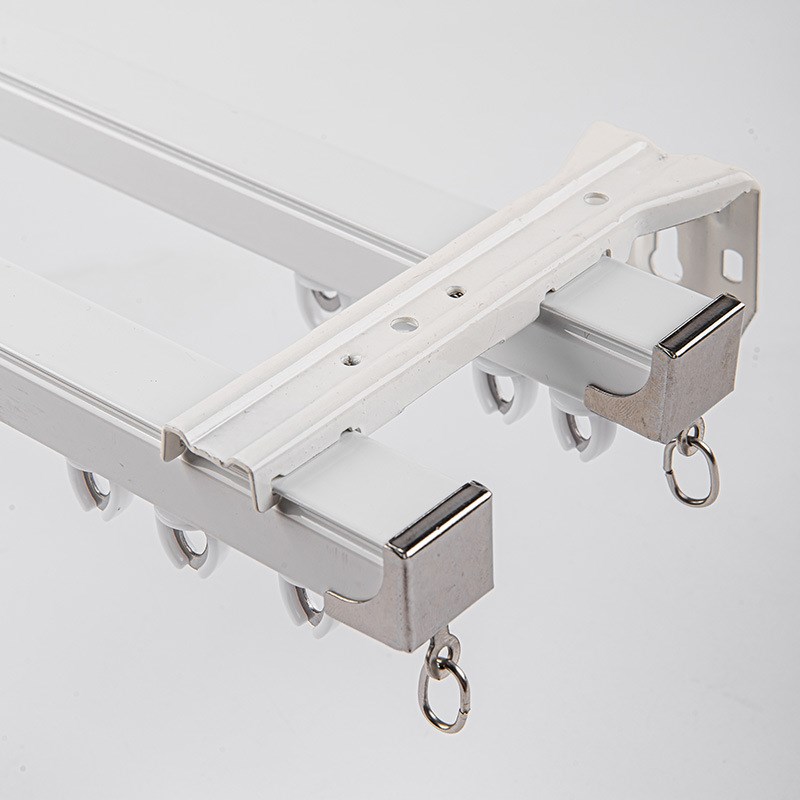 G012铝合金加厚窗帘单双轨道侧装顶装静音直轨道滑轨窗纱杆导轨道