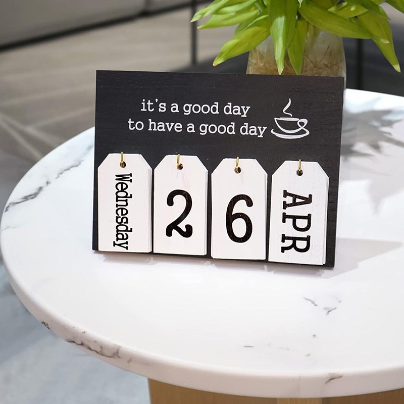 木质台历创意方块装饰摆件办公桌面月历底座家居卧室木质日历架