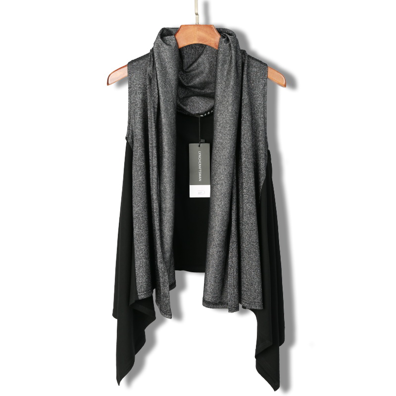 秋装男士开衫马甲潮流个性拼色披风休闲外搭背心上衣马夹男披肩薄