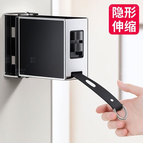 隐形晾衣绳阳台室内免打孔伸缩晾衣架晾晒被N神器收缩抽拉隐藏绳