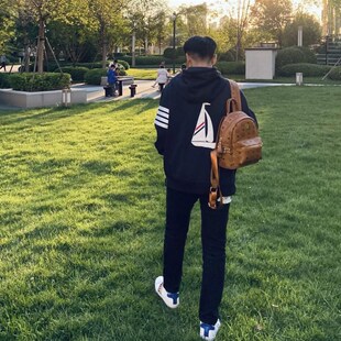 新款四道杠e帆船针织毛衣连帽开衫秋冬保暖百搭tb外套休闲男女