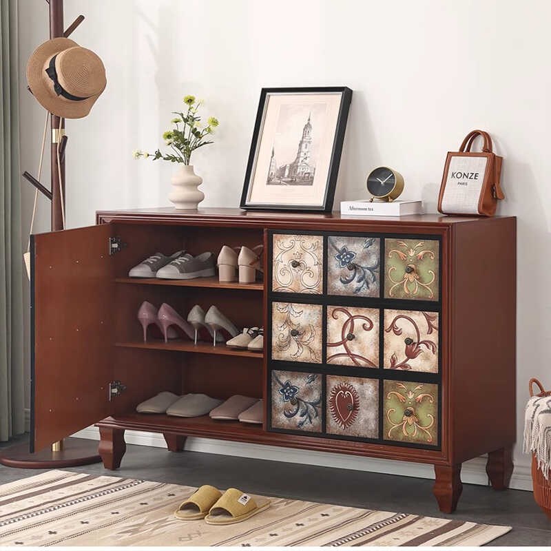 实木鞋柜客厅入户玄关q柜置物鞋架家用门口收纳储物柜靠墙电视边