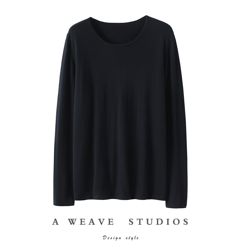 就冲质感入!轻薄丝滑精纺羊绒衫女圆领纯羊绒毛衣套头打底衫秋冬