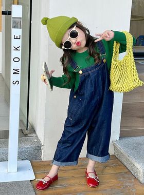 春秋新款童装男童女童带帽毛线衣儿童毛衣宝宝背带裤休闲洋气裤子