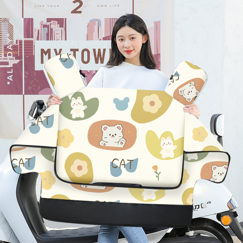 电动摩托车挡风被冬季加绒加厚女电瓶电车双面防水风挡冬款挡风罩