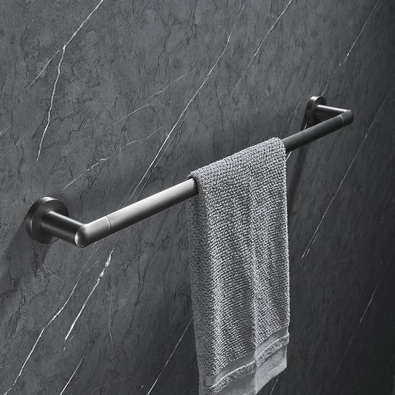 枪灰304不锈钢浴室毛巾架免打孔双杆卫生间挂轻奢浴巾置物毛巾杆