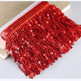 民族风亮片排须花边舞台演出服配饰流苏拉丁舞亮片穗子舞蹈服吊穗