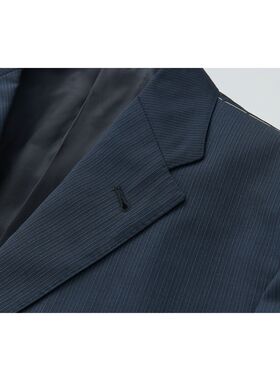 商务休闲男士纯羊毛西服套装上衣外套职业毛料西装条纹抗皱
