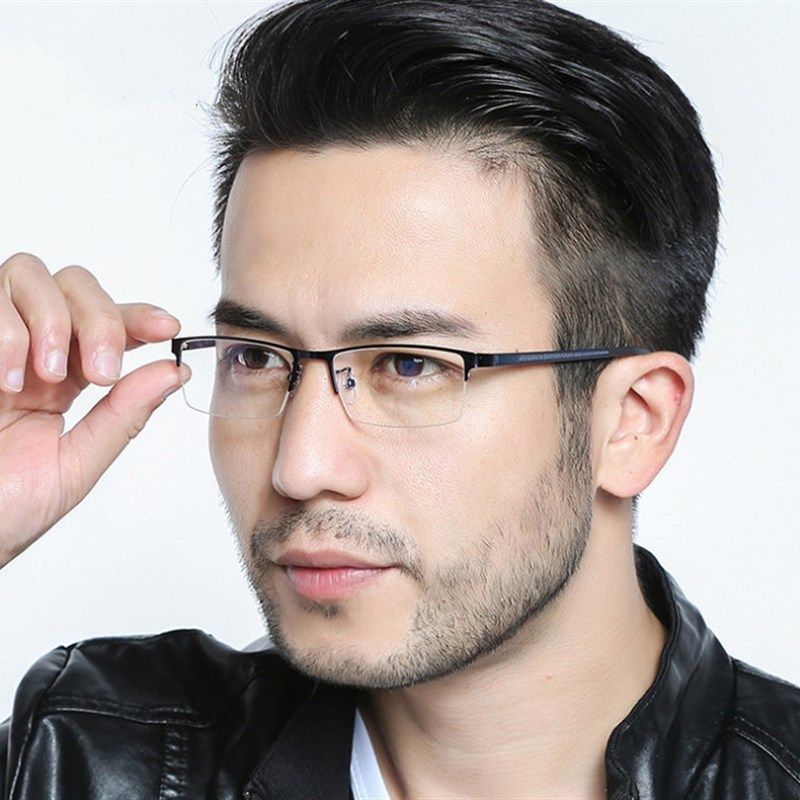 半框近视眼镜商务男款配成品镜100-150-200-250-300-400-1000度