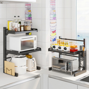 厨房微波炉置物架烤箱收纳架子台面双层桌面放电饭锅饭煲分层支架