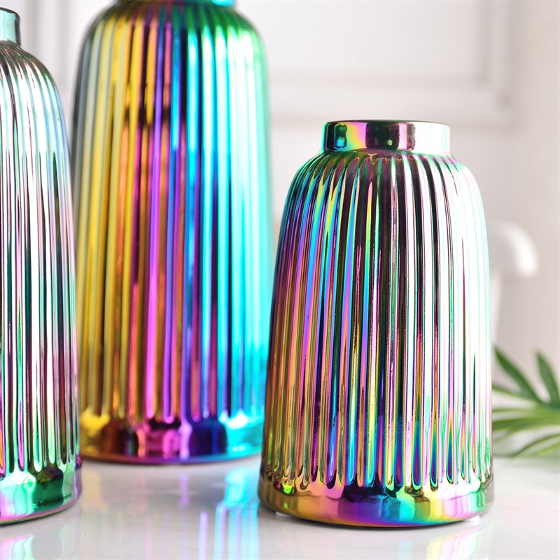 简轻奢炫彩木棉陶瓷花瓶三件套家居装饰电视柜工艺品摆件软装饰品