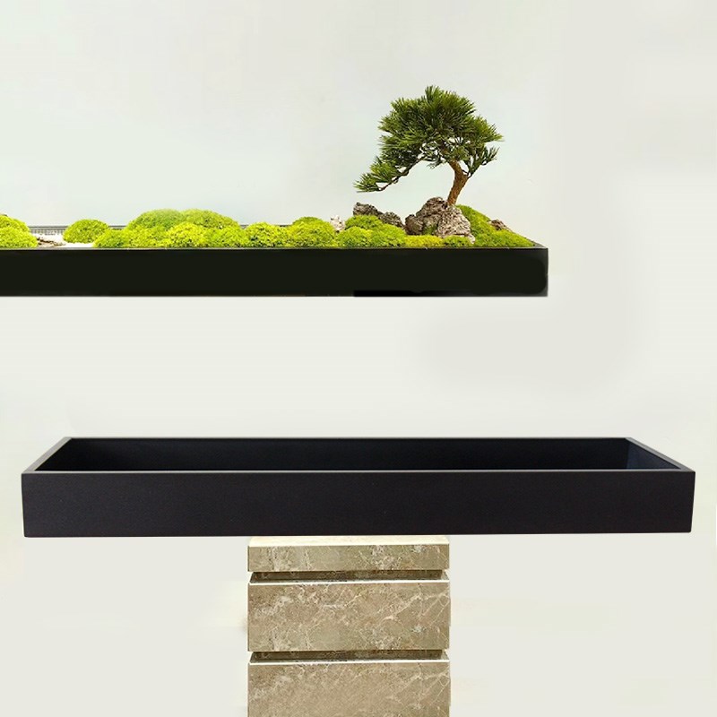 长条盆艺术花盆青苔盆微景观植物造景托盘长方形S花器枯山水盆景