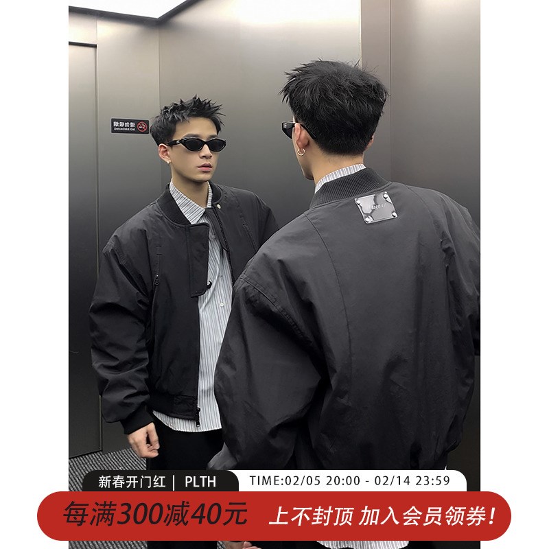 PLTH*冬季加厚美式q复古经典飞行服夹克外套男女棉衣短款保暖棉服